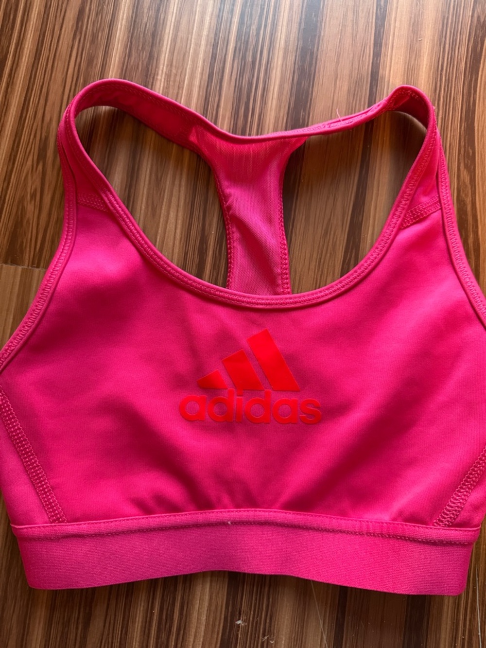 adidas Hot Pink Racerback Sports Bra with Center Logo
